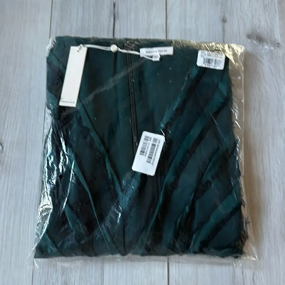 Rebecca Taylor Eyelash Mini Stripe Sleeveless dress Size 2 Green NWT in packag - Picture 5 of 7
